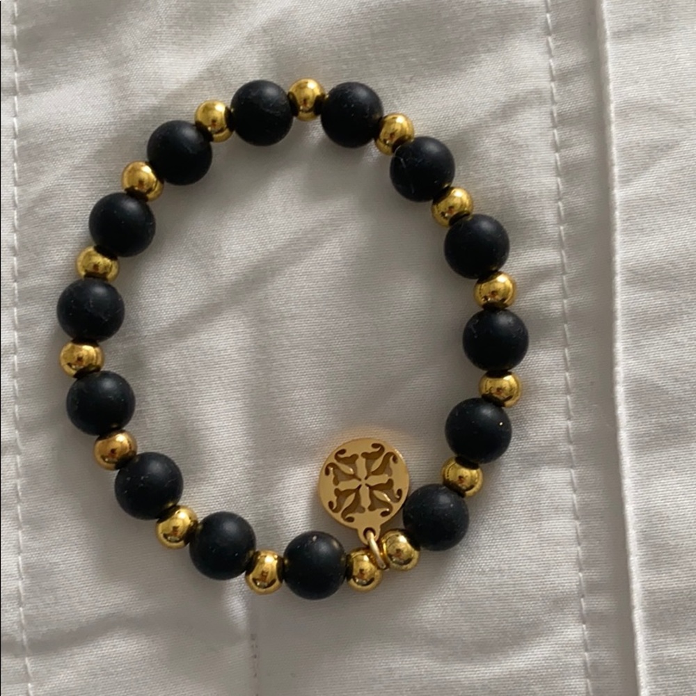 Black and Gold Rustic Cuff Bracelet